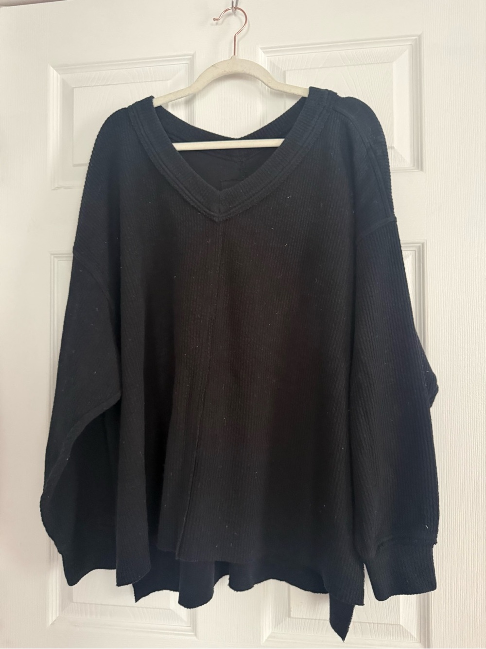Aerie Black V-Neck Oversized Sweatshirt
